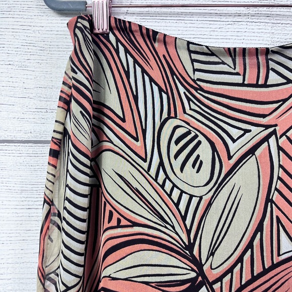 NWT Dana Buchman Abstract Leaf Midi Ruffle Hem Lined Silk Skirt Size 10 💗 - Picture 2 of 6